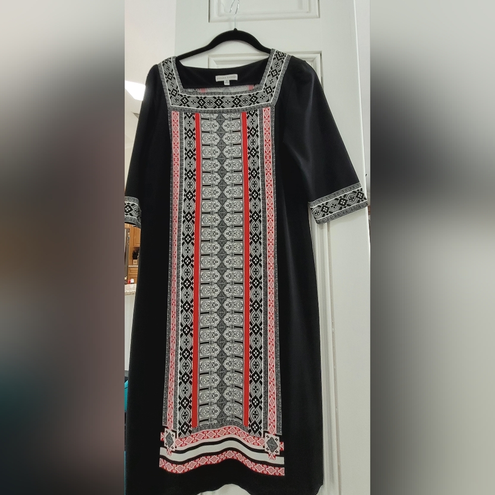 Sandra Darren Black/Red/White Dress, size 10